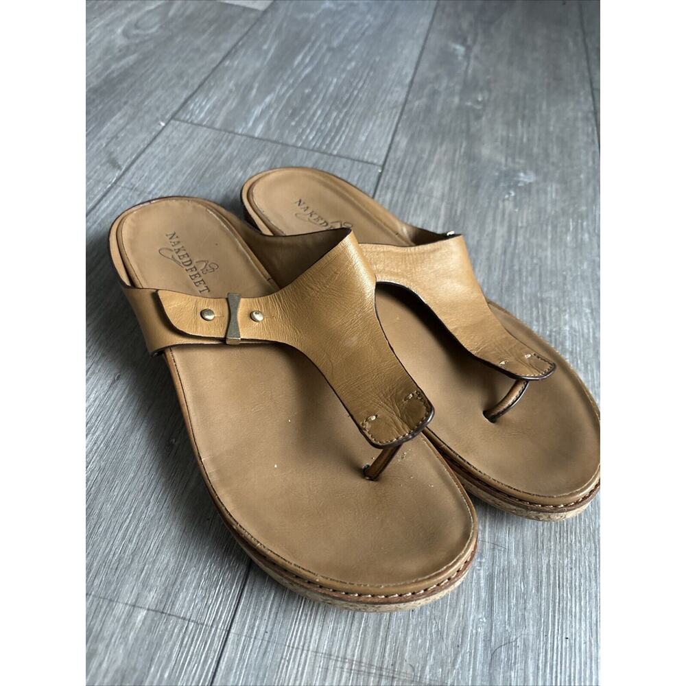 Anthropologie By Nakedfeet Brown Slip On Thong Sandals Size 8